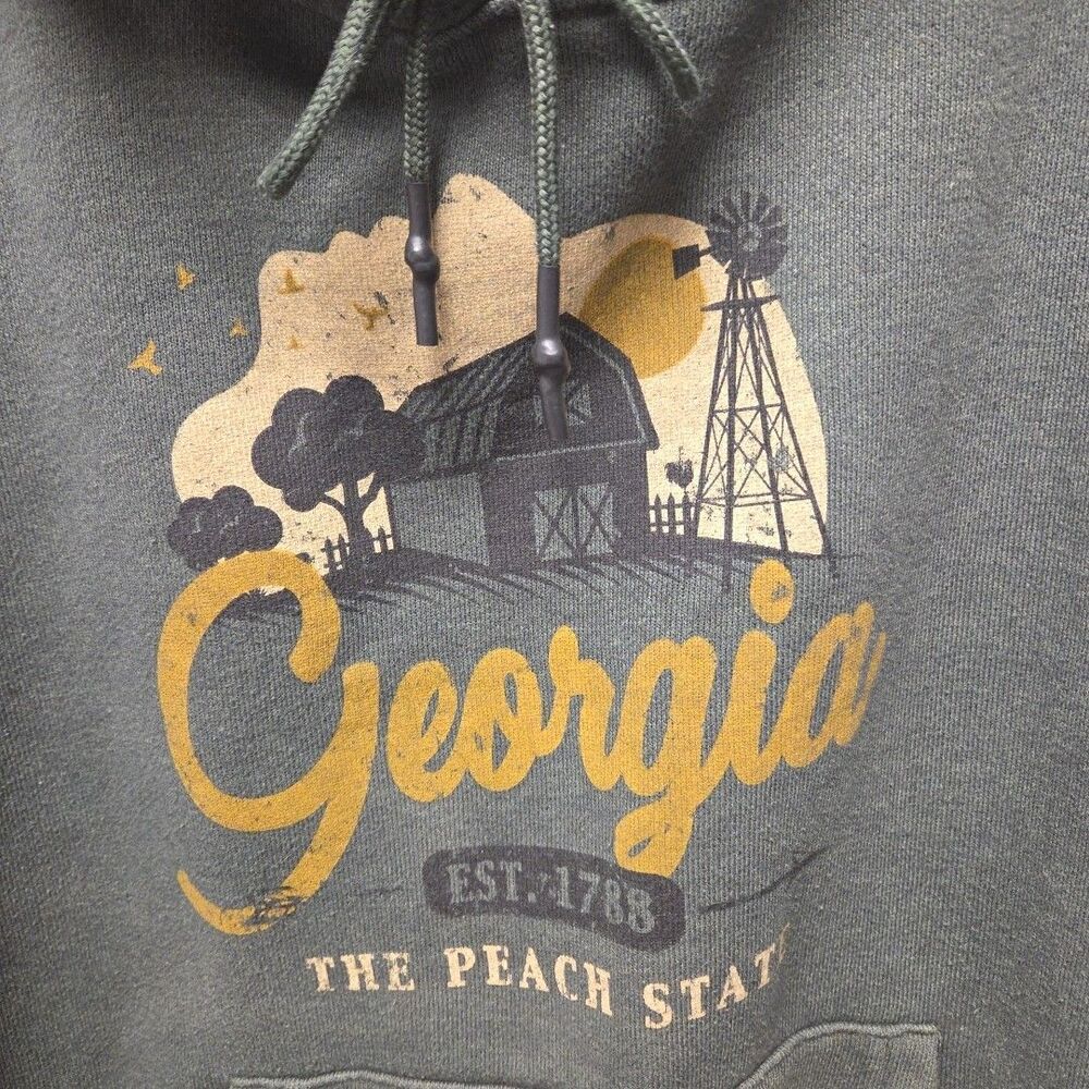 State of Mine Georgia Fleece Hoodie Sweatshirt Green Size XL Men's Unisex - Picture 2 of 10